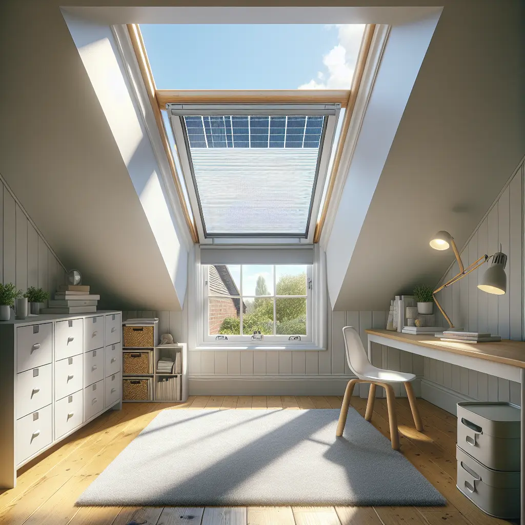Solar skylight blind, loft rooflight.